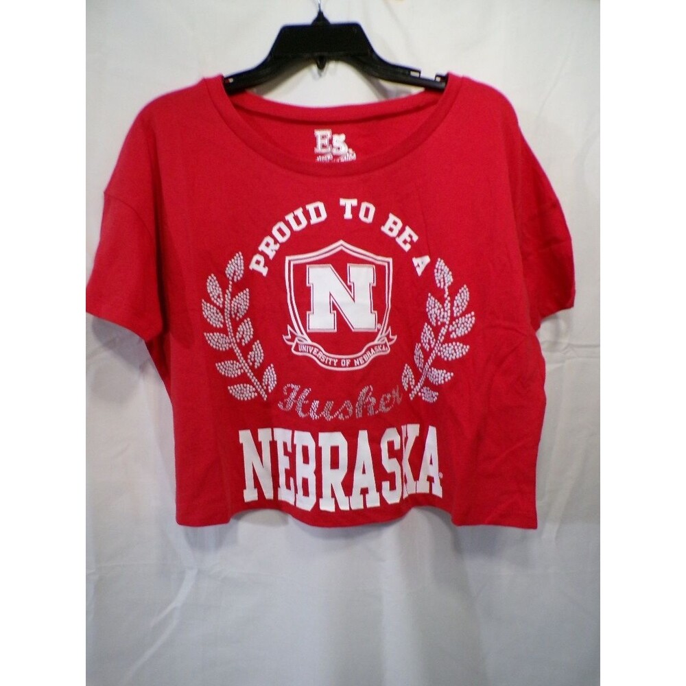E5 College Classics Nebraska Huskers Women's Cropped T-Shirt Small Red Scoop